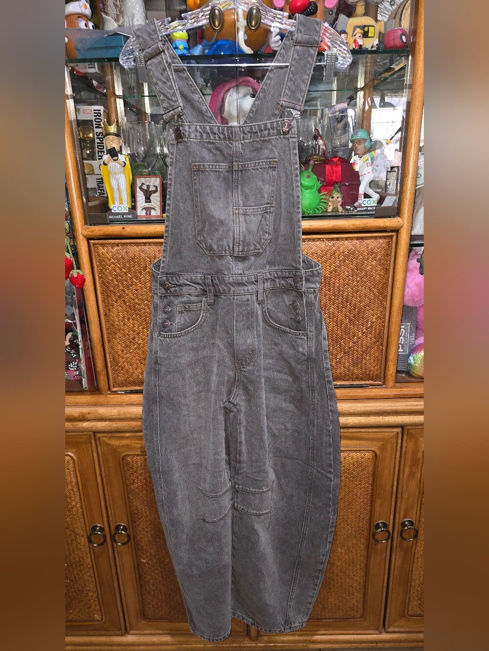 We The Free People Good Luck Barrel Overalls XS Archive Grey - Picture 6 of 7